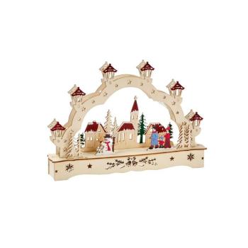InLit Festive Village – Beleuchtetes Weihnachtsdorf aus Holz – 28 cm 2590065
